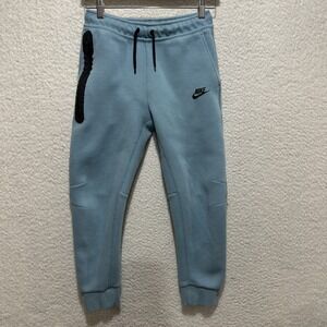 Nike Boys Light Blue Jogger Pants Size L Drawstring Elastic Waist Zip Pocket